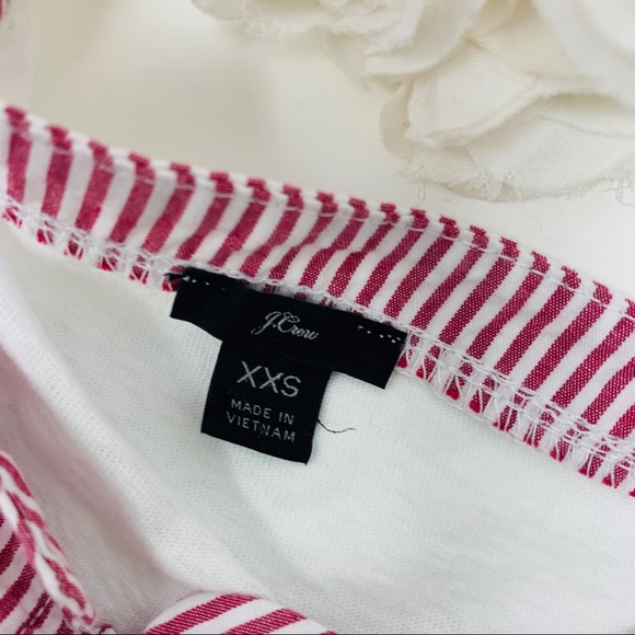 J Crew Red Striped Bibe Front Blouse - Picture 8 of 9